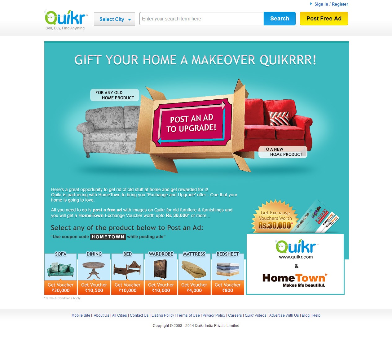 Quikr and HomeTown Offer